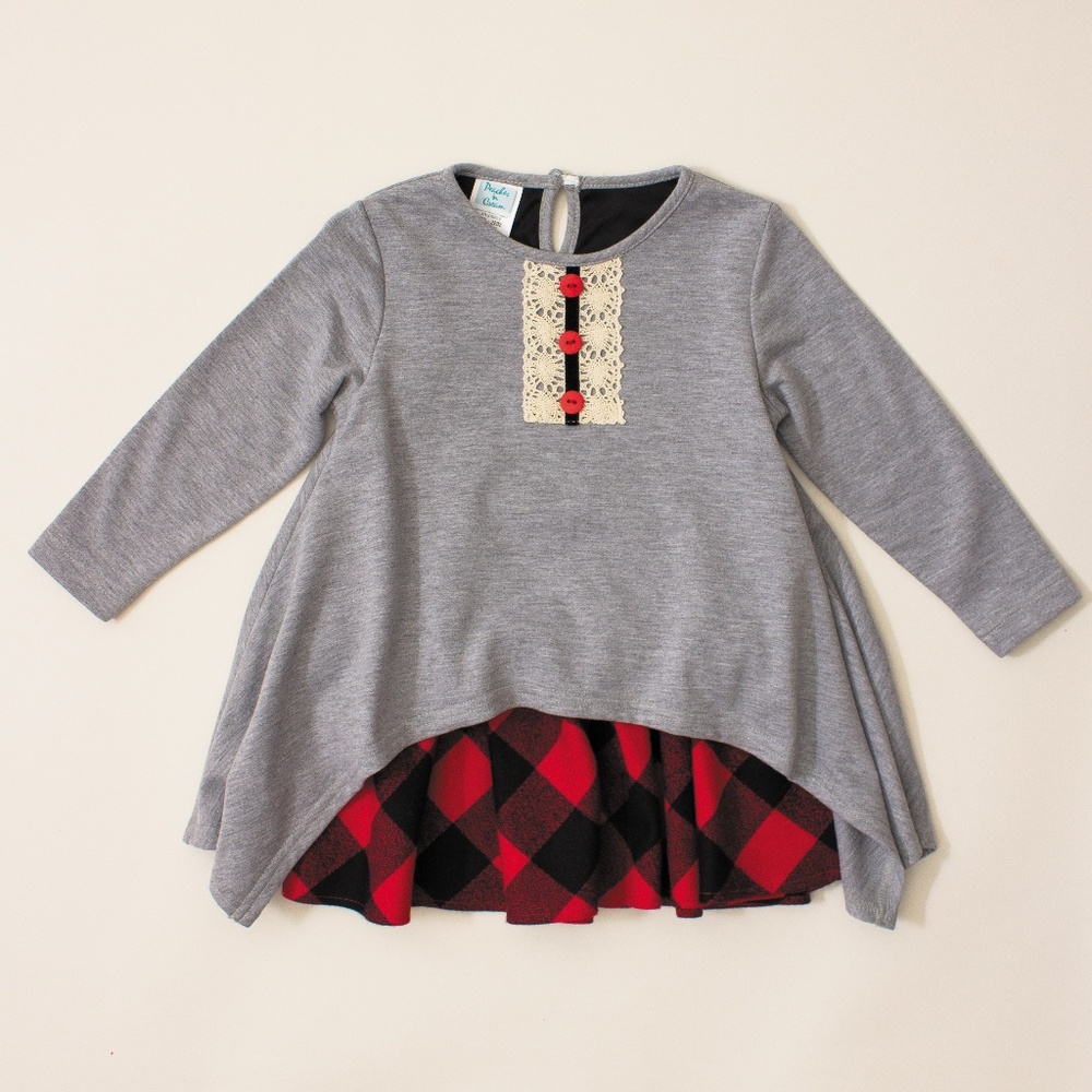 Grey and Red Plaid Dress
